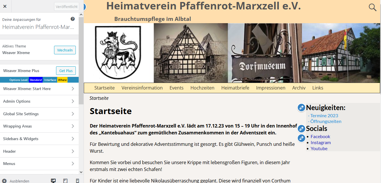 This is, how the site looks within WordPress